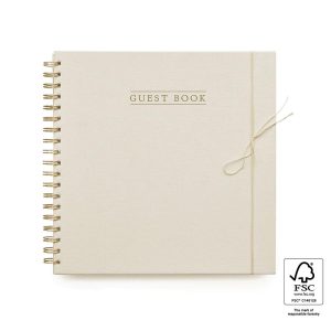 Bruiloftdecoratie-Guest Book Linen Ivory-voorkant-Studio Gravin