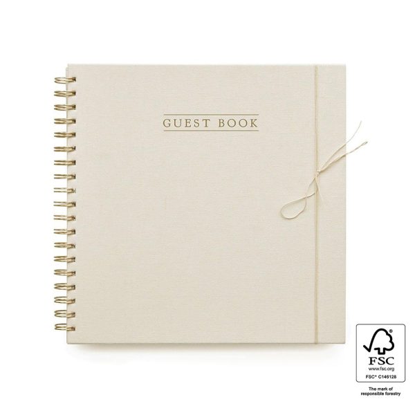 Bruiloftdecoratie-Guest Book Linen Ivory-voorkant-Studio Gravin