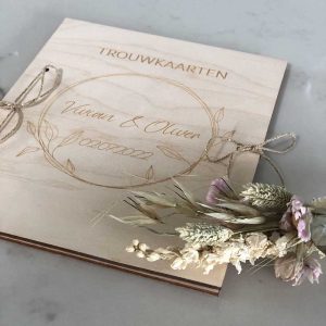 Bruiloft-Bewaarbundel trouwkaarten-Bewaarbundel trouwkaarten Cirkel met blaadjes-Studio Gravin