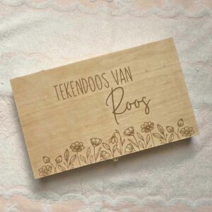 Baby en Kind-Houten kistjes en doosjes-Houten tekendoos Bloemen 2-Studio Gravin