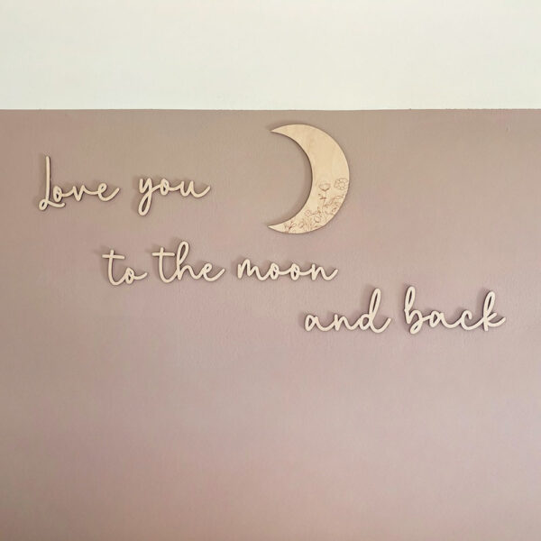 Baby & Kind-Houten namen en teksten-Houten tekst op de muur 2 Love you to the moon and back-Studio Gravin