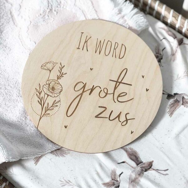 Baby & Kind-Geboorte- en tekstborden-Geboorteaankondiging Zwangerschapsaankondiging Ik word grote zus-Studio Gravin